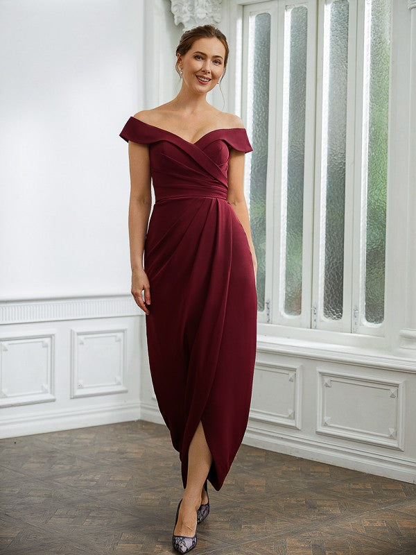 Laurel Sheath/Column Stretch Crepe Ruched Off-the-Shoulder Sleeveless Floor-Length Mother of the Bride Dresses HJP0020245