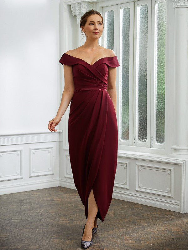 Laurel Sheath/Column Stretch Crepe Ruched Off-the-Shoulder Sleeveless Floor-Length Mother of the Bride Dresses HJP0020245