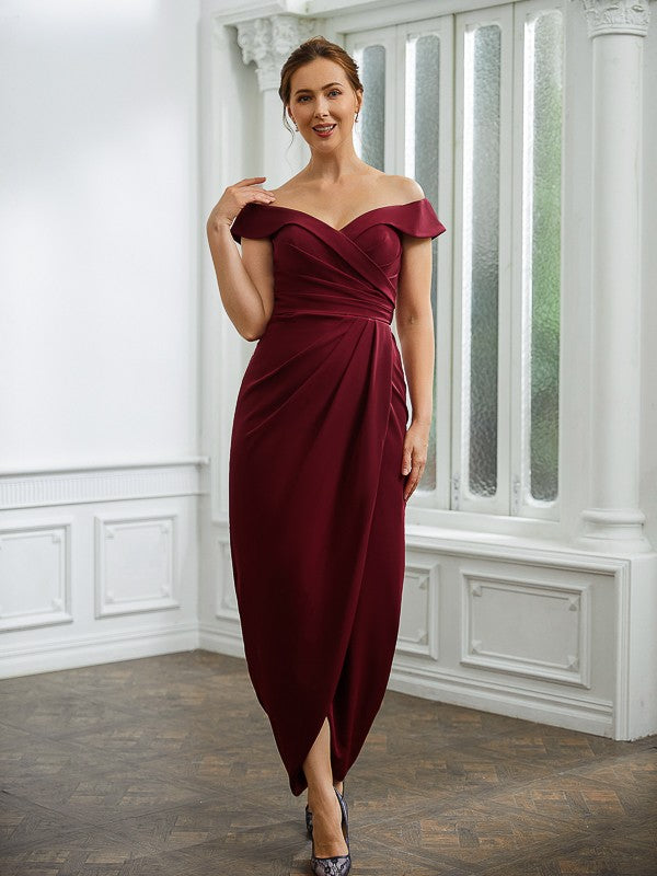 Laurel Sheath/Column Stretch Crepe Ruched Off-the-Shoulder Sleeveless Floor-Length Mother of the Bride Dresses HJP0020245