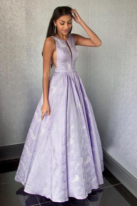 Charming Sleeveless Round Neck A Line Long Prom Dresses