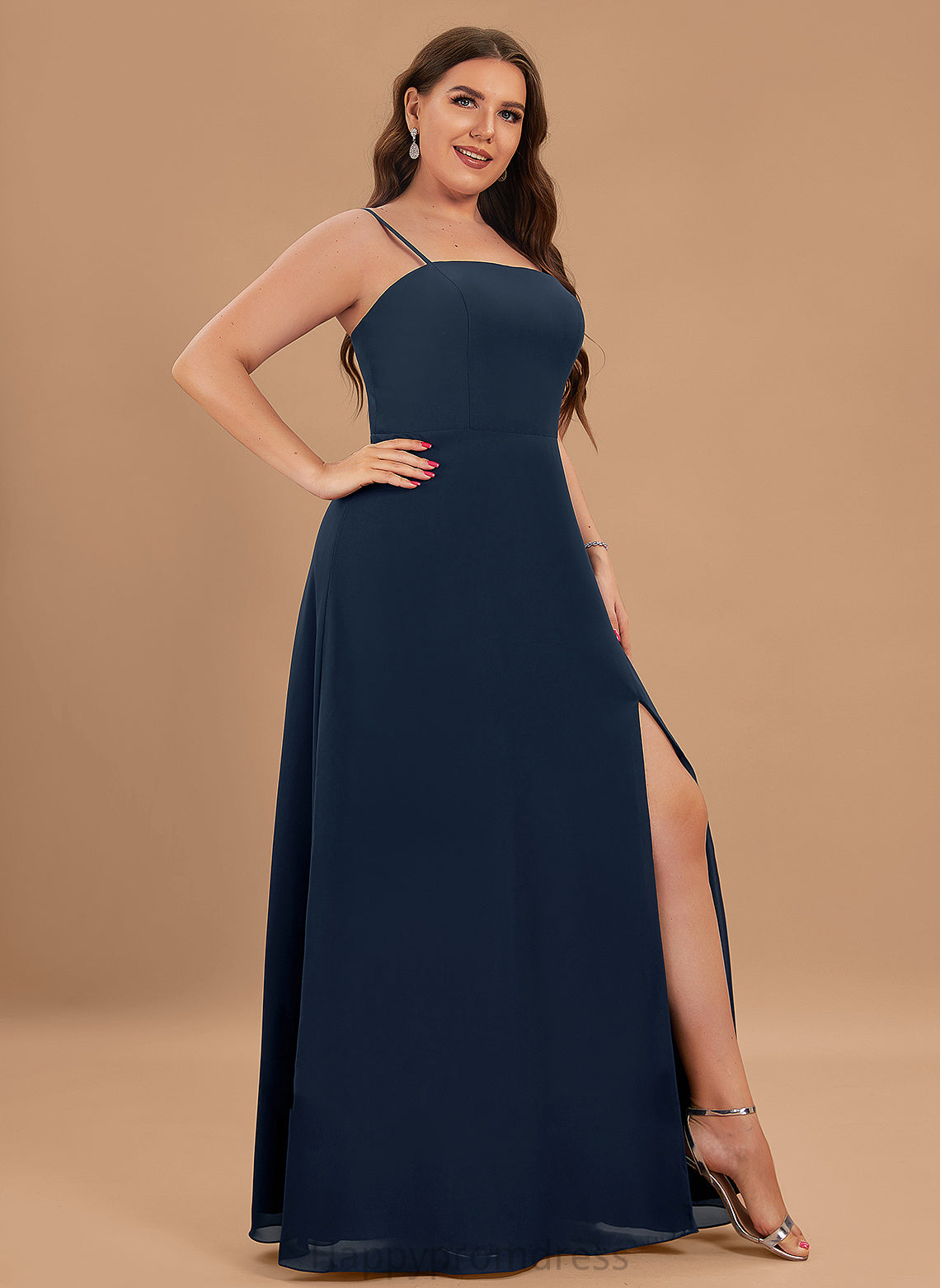 Fabric Silhouette Neckline Floor-Length SplitFront Embellishment SquareNeckline Length A-Line Tess Straps Natural Waist Bridesmaid Dresses