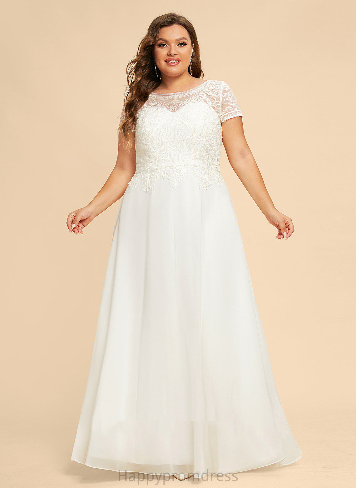 Wedding Dresses Chiffon Camryn Neck Floor-Length With Sequins Lace Scoop Wedding Dress