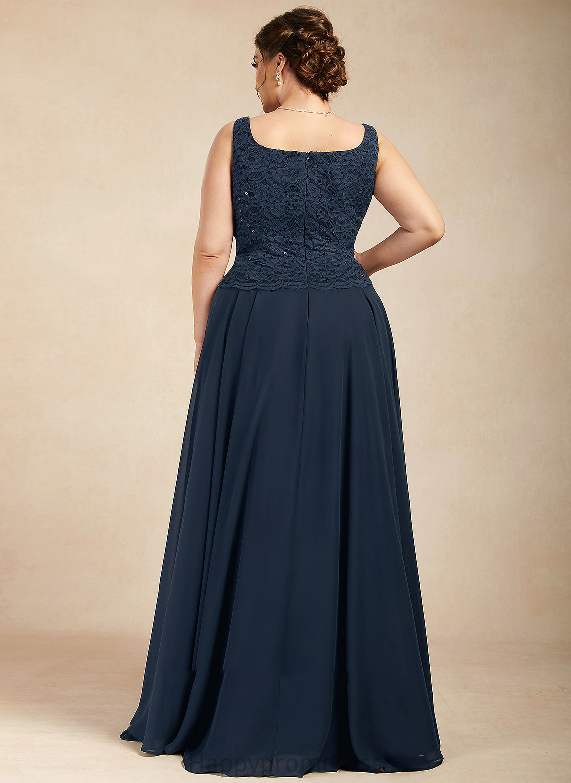 Mother of the Bride Dresses of Bride Neckline Chiffon With Dress Lace the Sequins Floor-Length A-Line Square Mother Ella