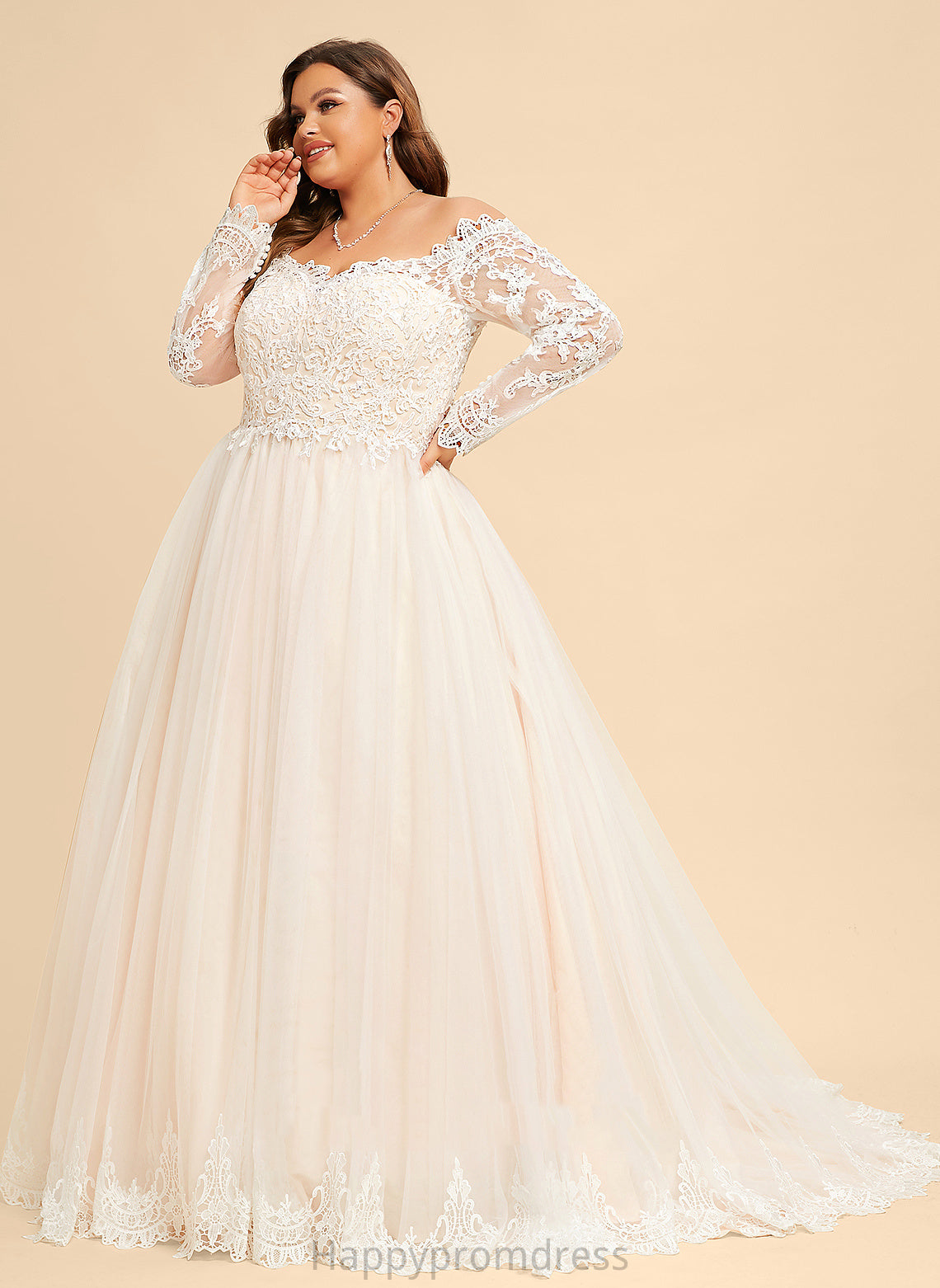 Wedding Dresses Chapel Lace Dress Tulle Off-the-Shoulder Wedding Carolina Ball-Gown/Princess Train