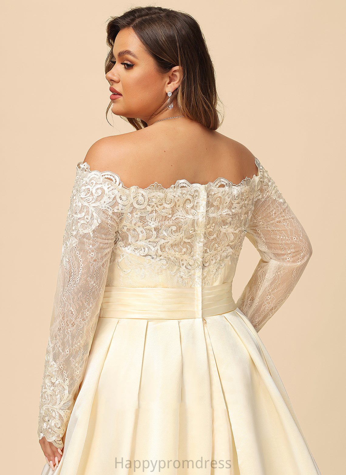 Wedding Dress Off-the-Shoulder Ball-Gown/Princess Wedding Dresses Sweep Lace With Train Beading Satin Yadira Sequins