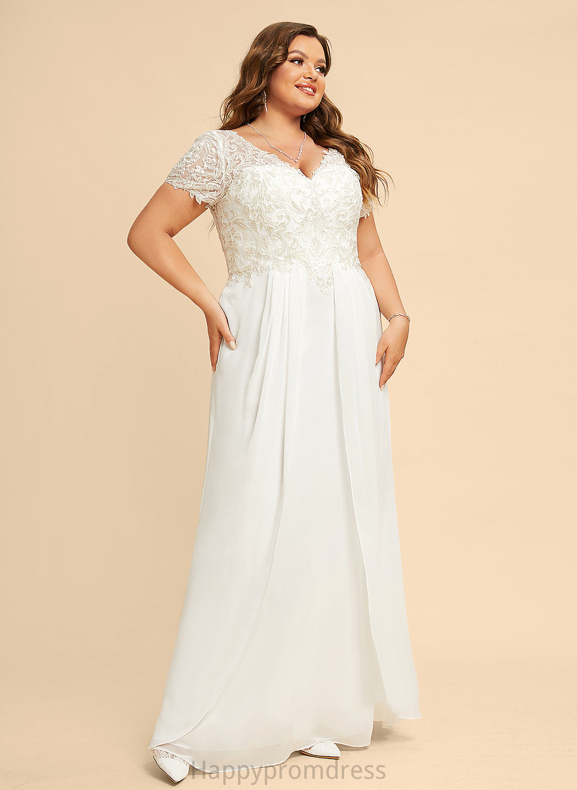 Wedding Chiffon Floor-Length A-Line Wedding Dresses Dress V-neck Dayana