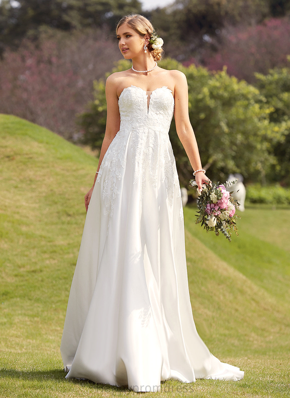 Train Split Wedding Justine Sweetheart Front Satin Ball-Gown/Princess Lace With Wedding Dresses Chapel Dress