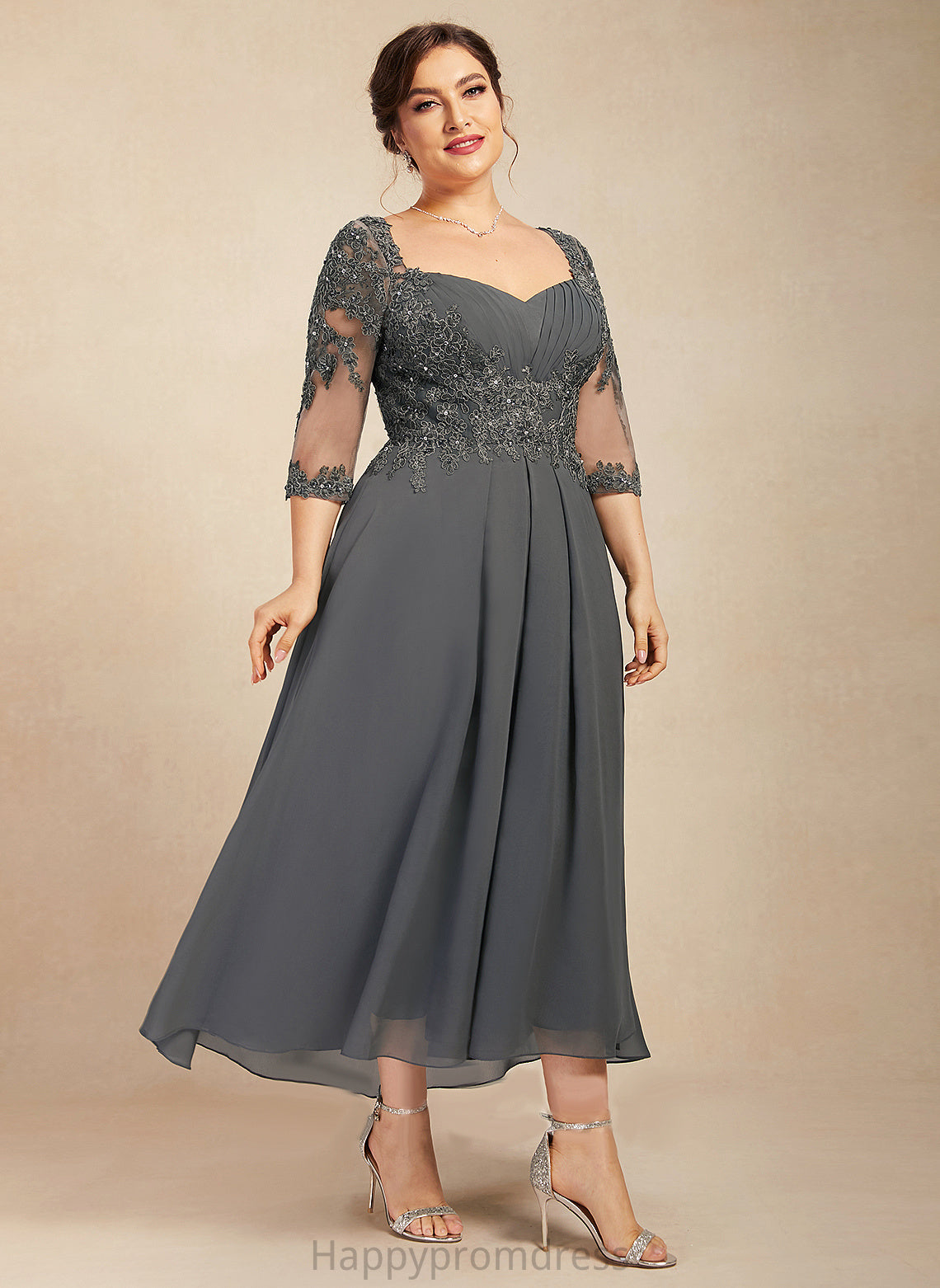 the With Chiffon Dress Mother of the Bride Dresses Asymmetrical Bride Lace Sweetheart A-Line Lizeth of Sequins Mother Beading