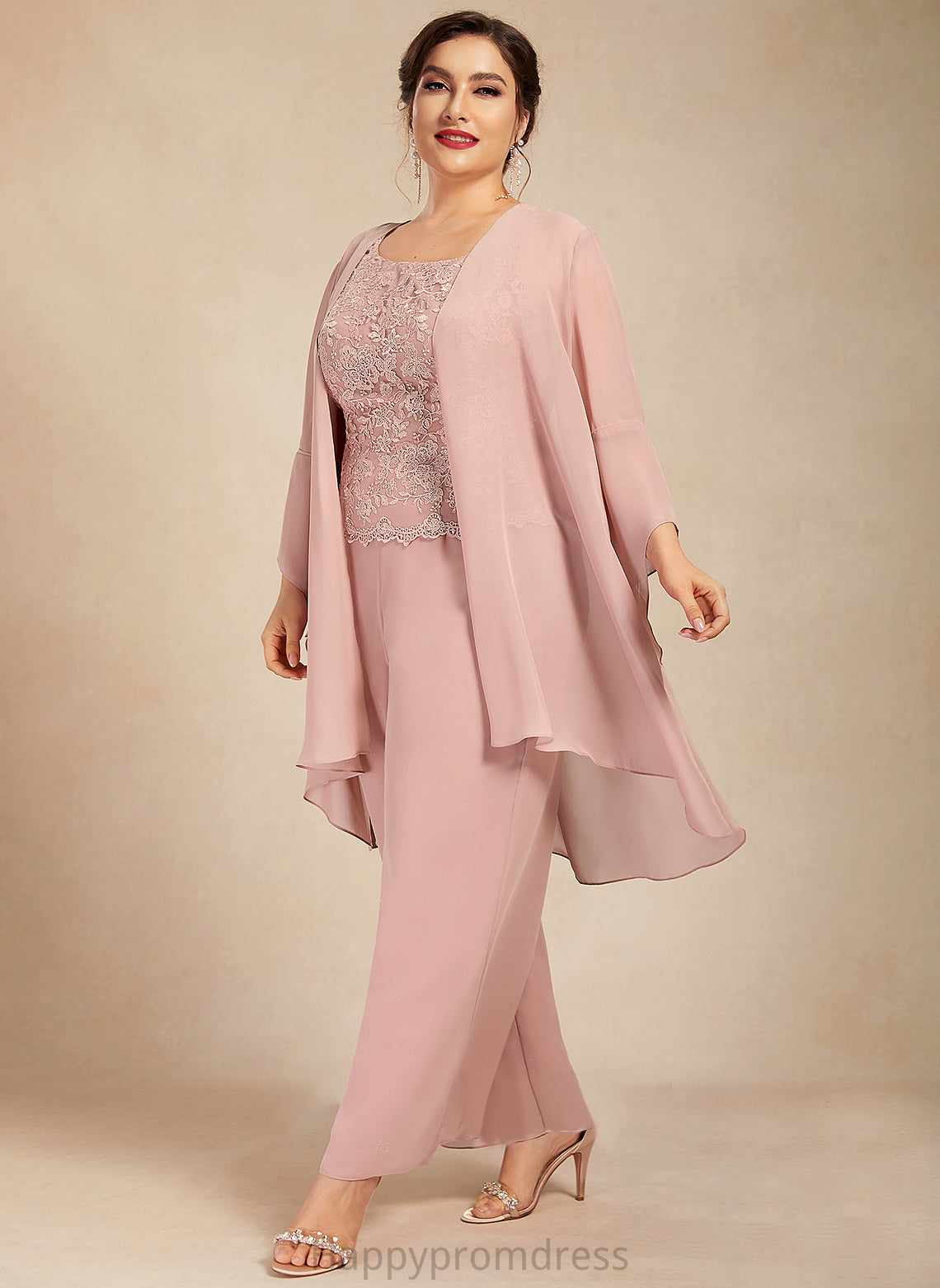 of the Mother Chiffon Scoop Neck Chanel Dress Jumpsuit/Pantsuit Bride Mother of the Bride Dresses Ankle-Length Lace