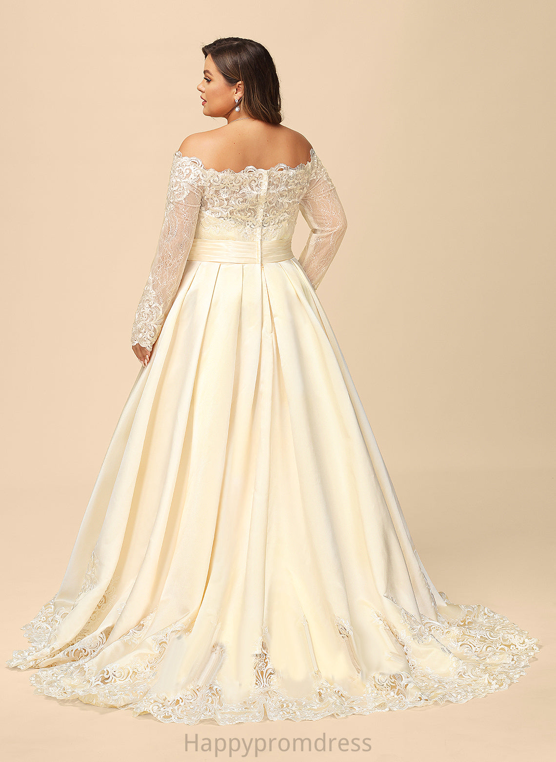 Wedding Dress Off-the-Shoulder Ball-Gown/Princess Wedding Dresses Sweep Lace With Train Beading Satin Yadira Sequins