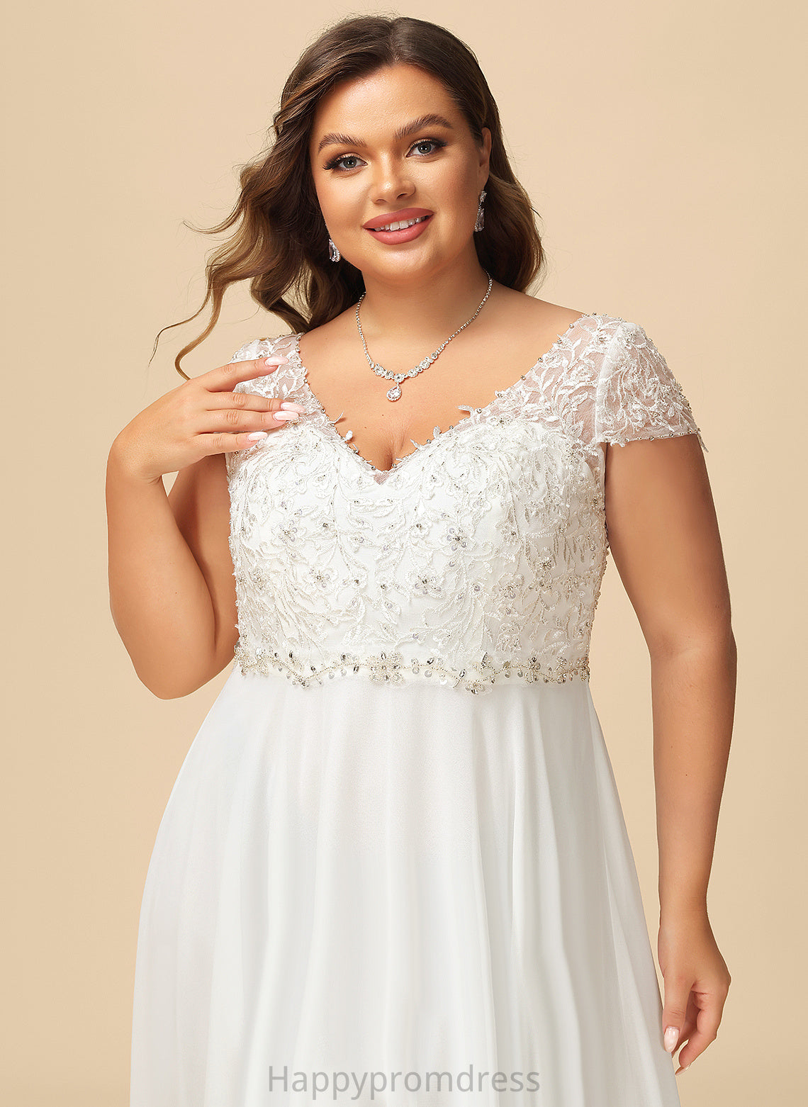 Wedding Dresses A-Line Wedding Floor-Length V-neck With Chiffon Beading Kylee Sequins Dress Lace