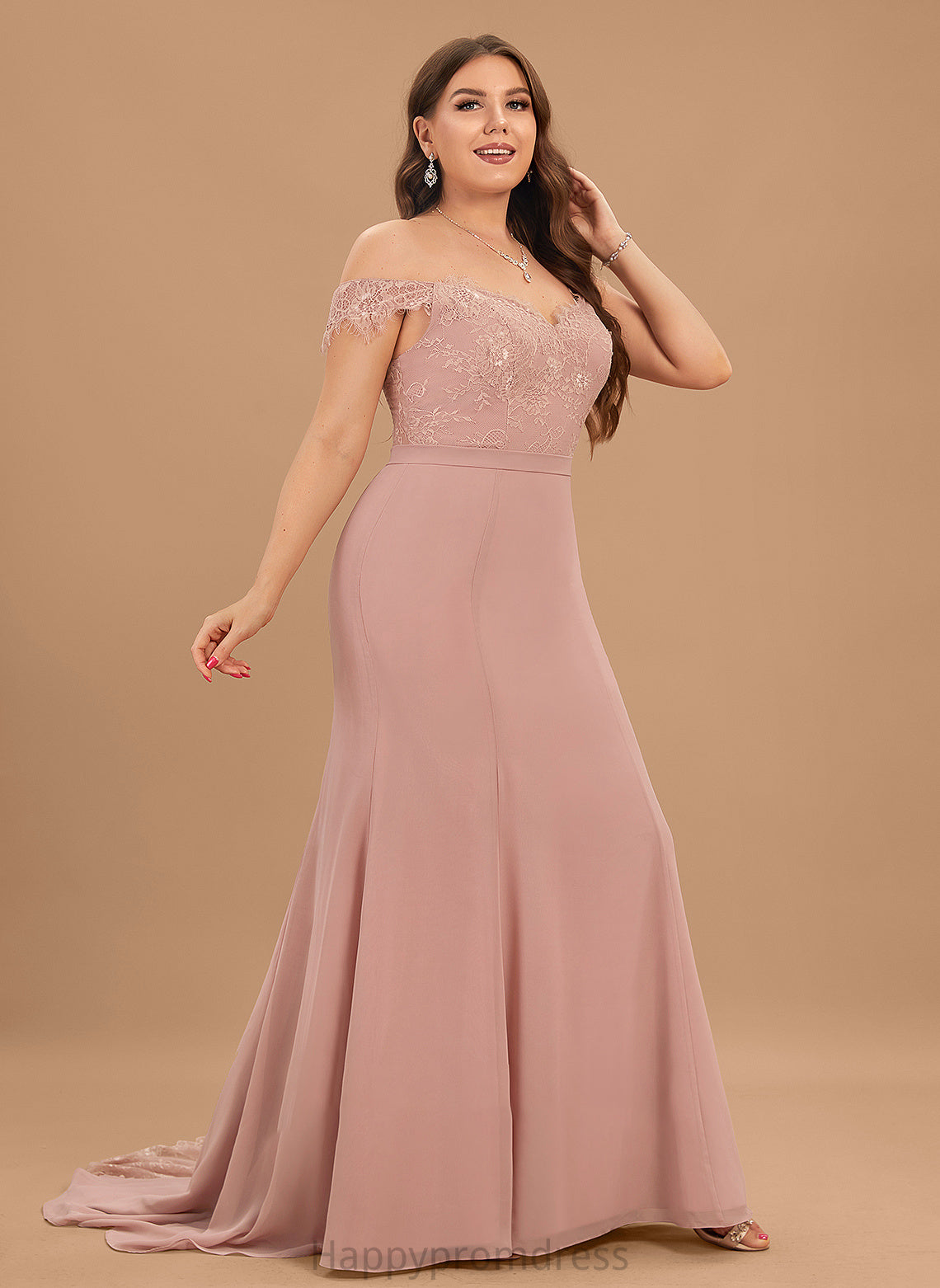 Court Lace Sequins Off-the-Shoulder Trumpet/Mermaid With Prom Dresses Train Chiffon Estrella