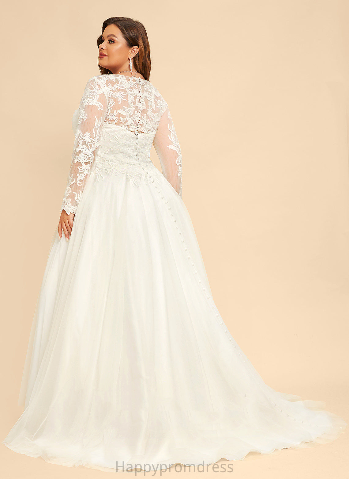 Wedding Sweep Ball-Gown/Princess Reina Lace Train Dress Tulle Wedding Dresses