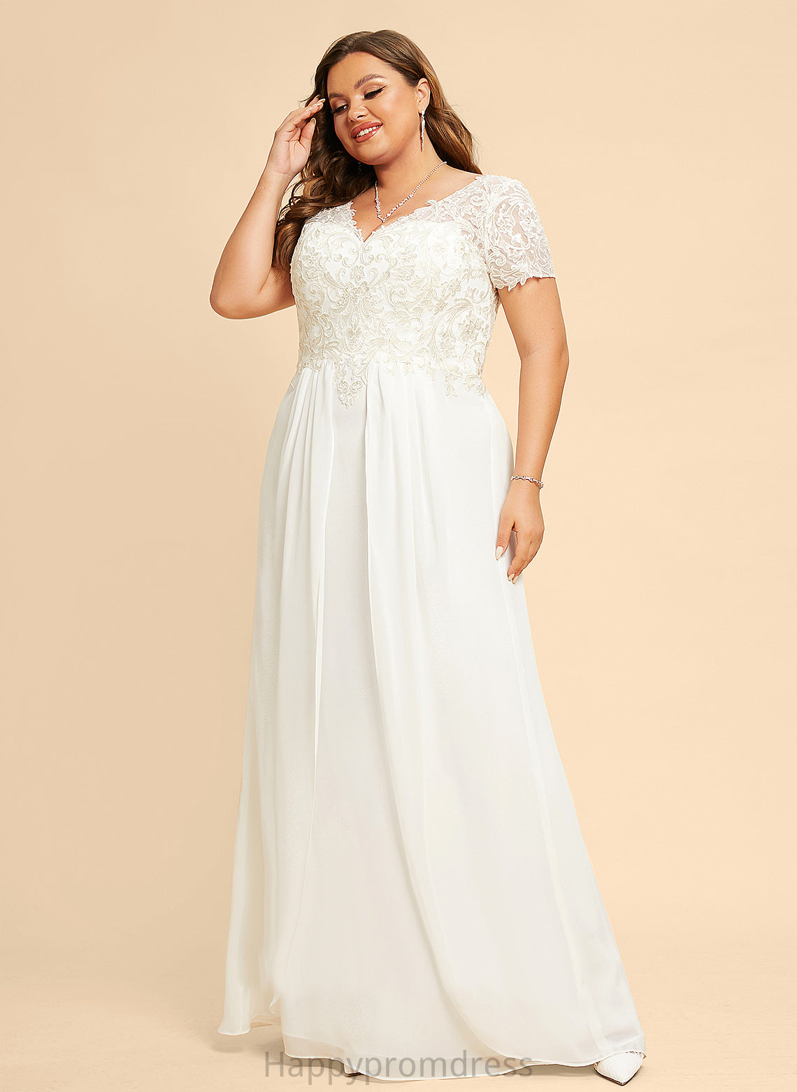 Wedding Chiffon Floor-Length A-Line Wedding Dresses Dress V-neck Dayana