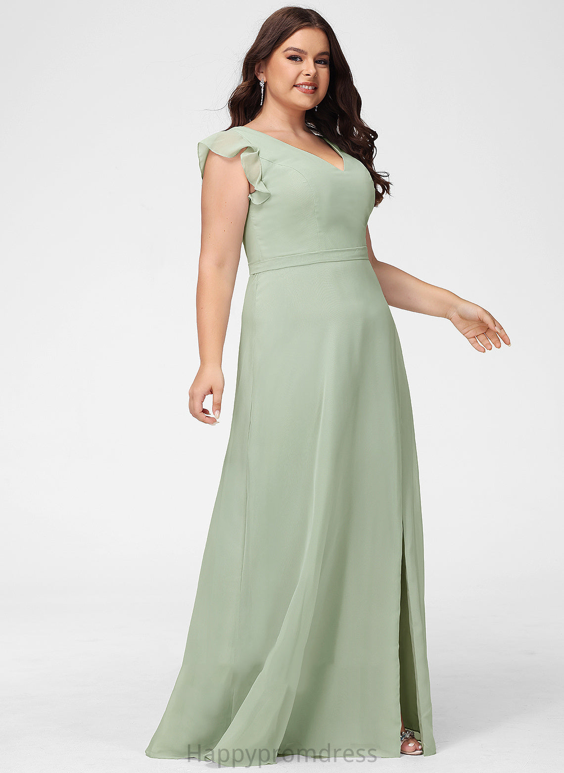 V-neck Floor-Length SplitFront Embellishment A-Line Neckline Fabric Silhouette Length Erica Floor Length Sleeveless Bridesmaid Dresses