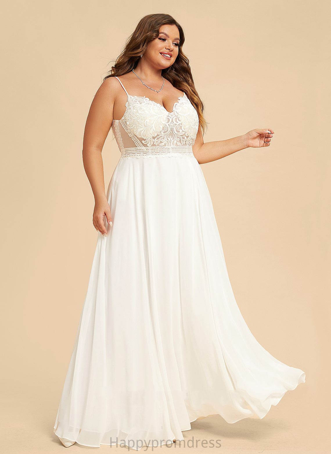 Wedding Floor-Length Dress Wedding Dresses A-Line Sara V-neck Chiffon Lace