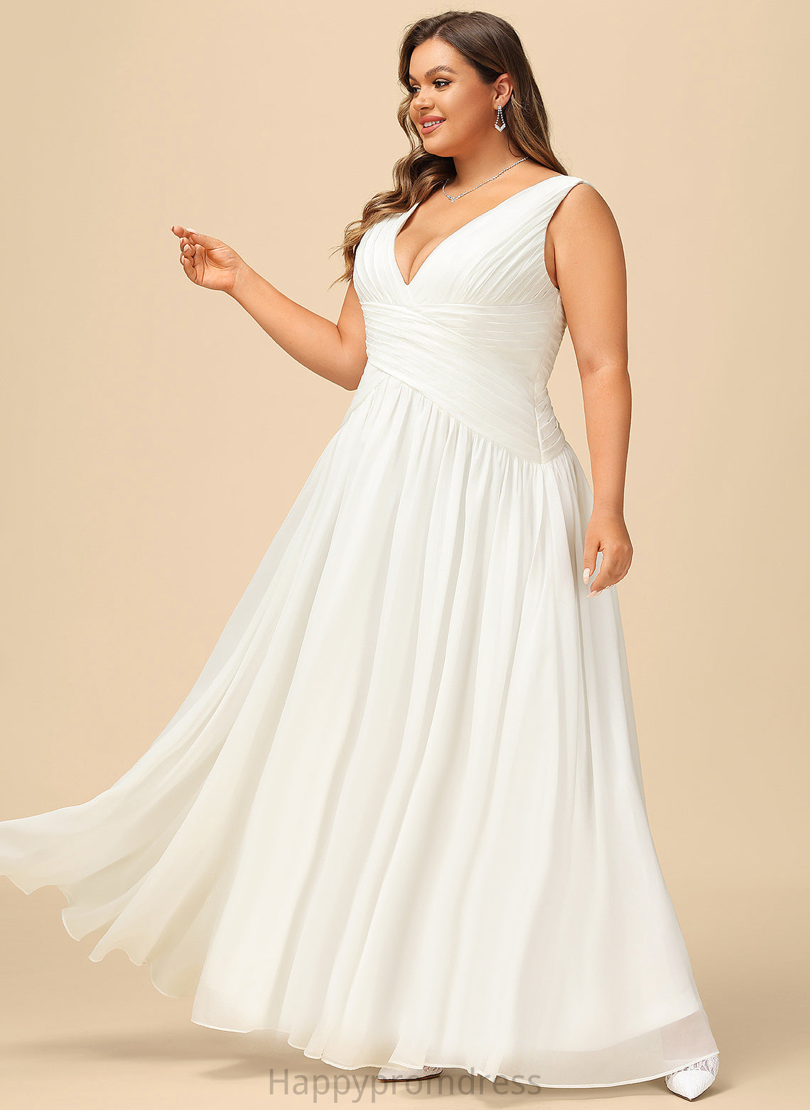 Wedding Dresses Dress With Pleated V-neck Floor-Length Chiffon Wedding Londyn A-Line