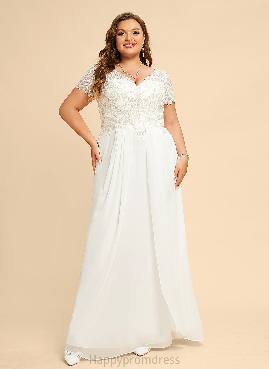 Wedding Chiffon Floor-Length A-Line Wedding Dresses Dress V-neck Dayana