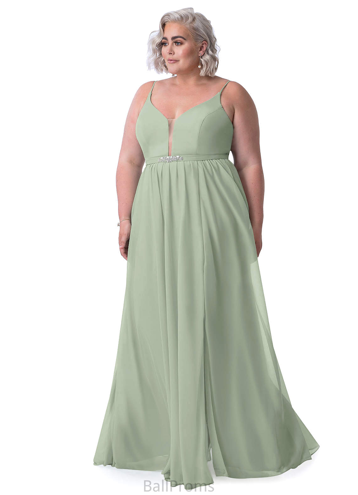 Yvonne V-Neck A-Line/Princess Sleeveless Natural Waist Floor Length Bridesmaid Dresses