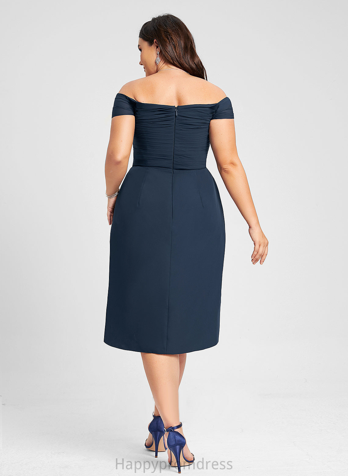 Sheath/Column Asymmetrical Cocktail Chiffon Ruffle Helen Cocktail Dresses Off-the-Shoulder Dress With