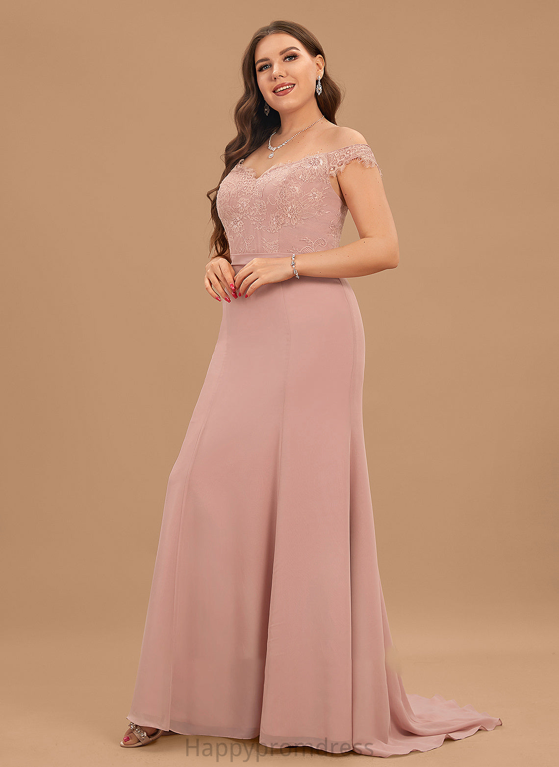 Court Lace Sequins Off-the-Shoulder Trumpet/Mermaid With Prom Dresses Train Chiffon Estrella