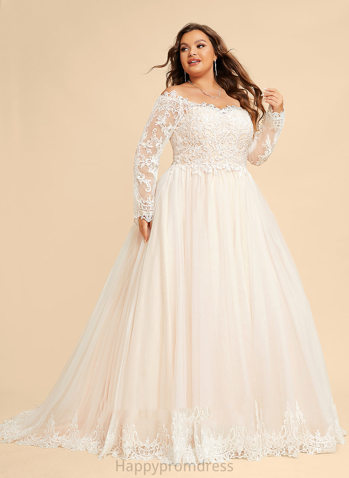 Wedding Dresses Chapel Lace Dress Tulle Off-the-Shoulder Wedding Carolina Ball-Gown/Princess Train