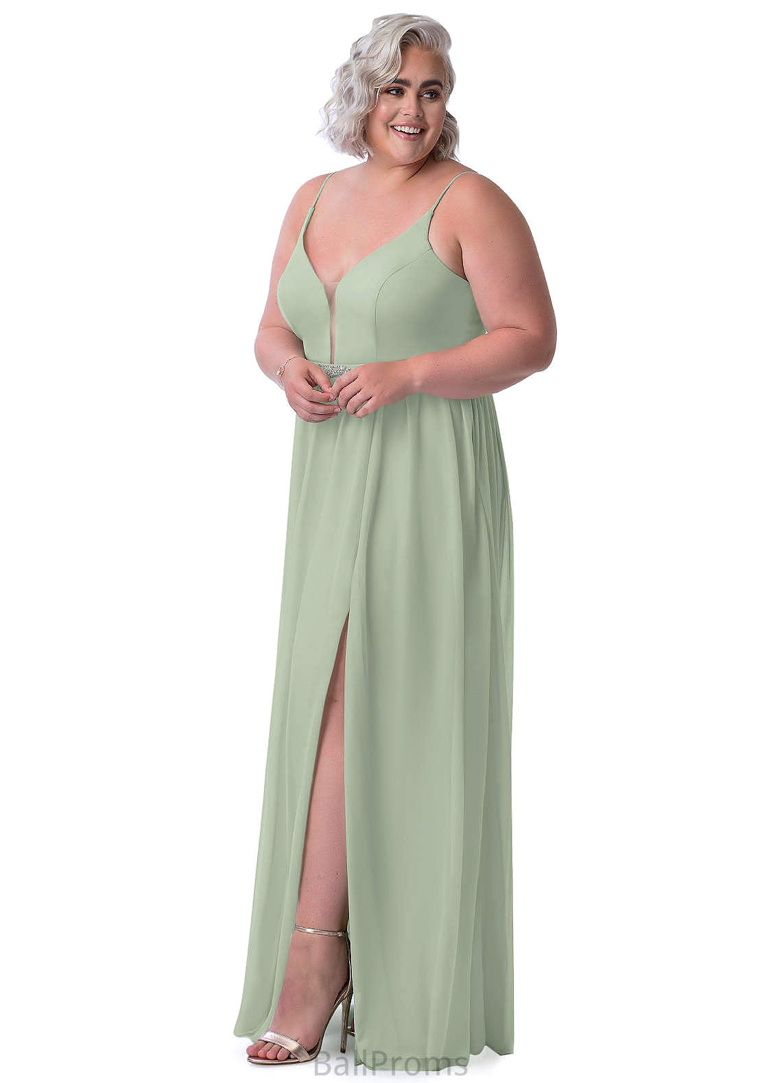 Yvonne V-Neck A-Line/Princess Sleeveless Natural Waist Floor Length Bridesmaid Dresses