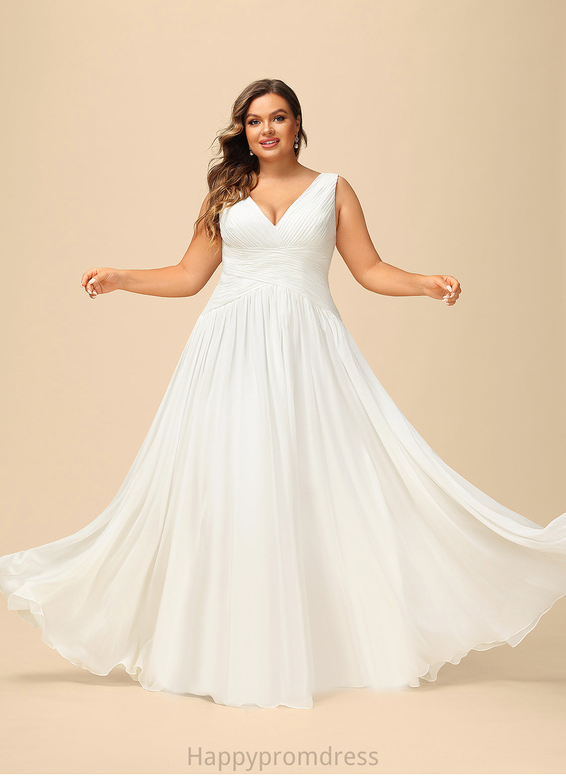 Wedding Dresses Dress With Pleated V-neck Floor-Length Chiffon Wedding Londyn A-Line