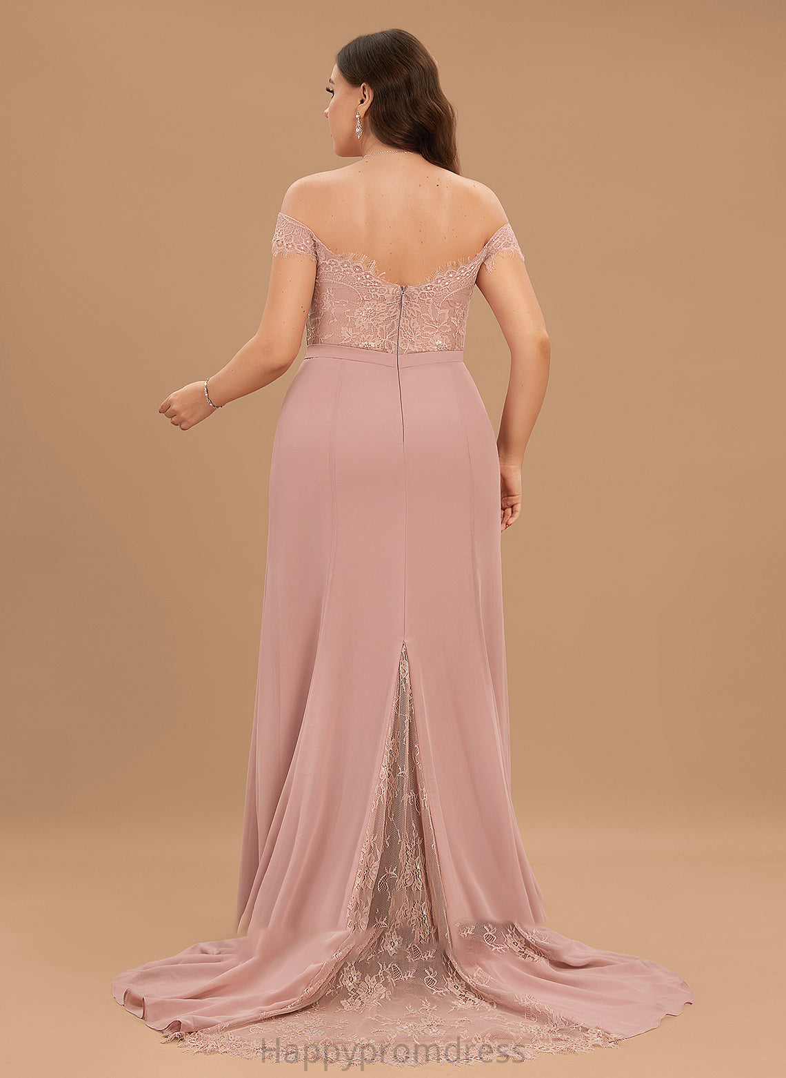 Court Lace Sequins Off-the-Shoulder Trumpet/Mermaid With Prom Dresses Train Chiffon Estrella