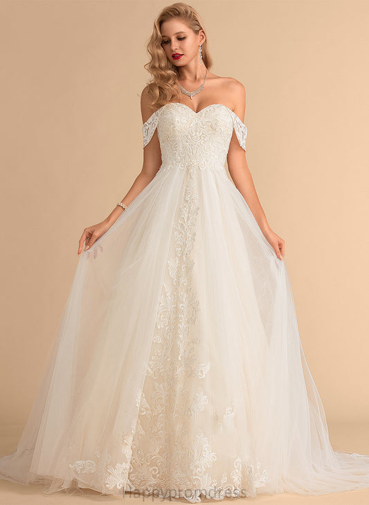 With Wedding Wedding Dresses Train Lace Sequins Sue Ball-Gown/Princess Dress Tulle Chapel