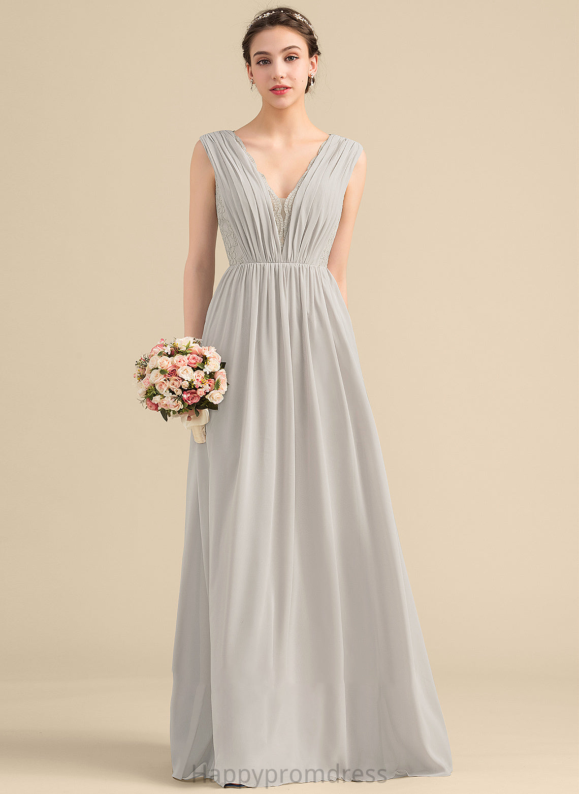 Length Neckline A-Line Floor-Length V-neck Silhouette Embellishment Ruffle Fabric Helga Straps Floor Length Bridesmaid Dresses