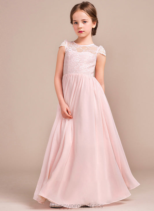 Jaqueline A-LineScoopNeckFloor-LengthChiffonLaceJuniorBridesmaidDress#81155 Junior Bridesmaid Dresses