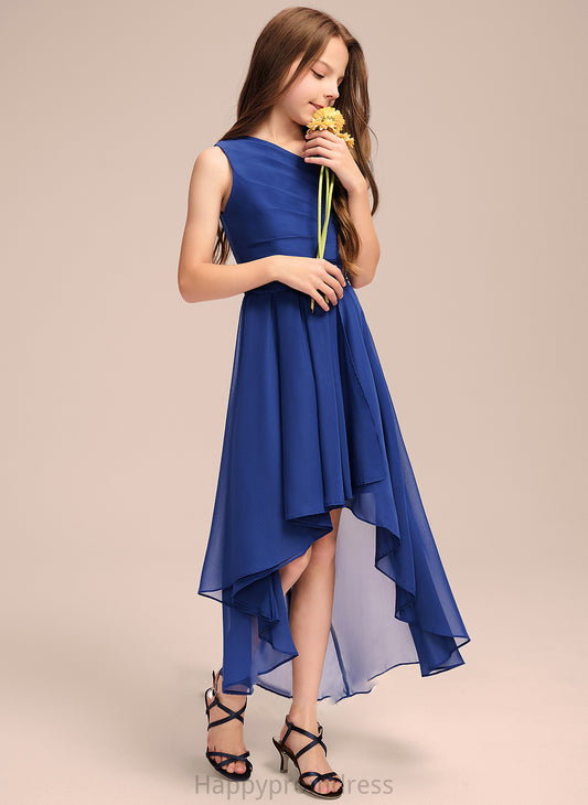 Asymmetrical Junior Bridesmaid Dresses Mimi Chiffon With One-Shoulder Bow(s) Ruffles A-Line