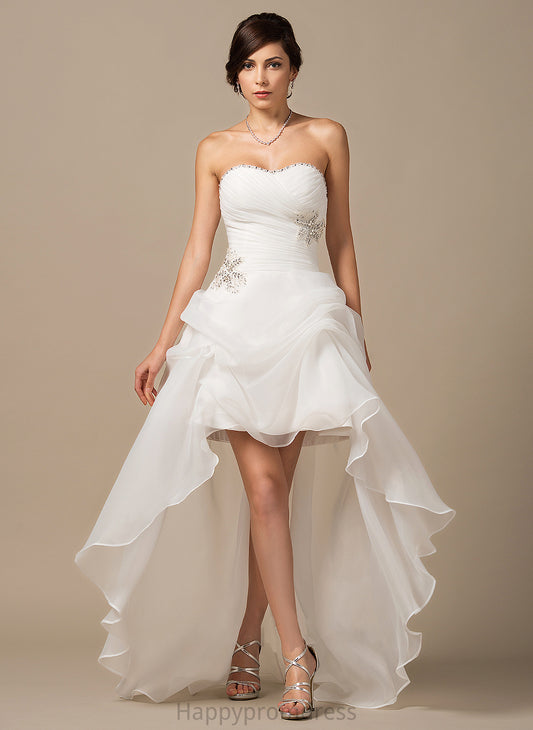 Wedding Dresses Sequins Wedding Sweetheart Dress Organza With Ruffle Asymmetrical A-Line Sheila Beading