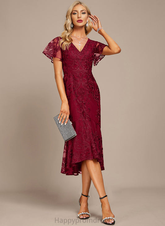 Asymmetrical Trumpet/Mermaid Olga Lace V-neck Dress Cocktail Dresses Cocktail