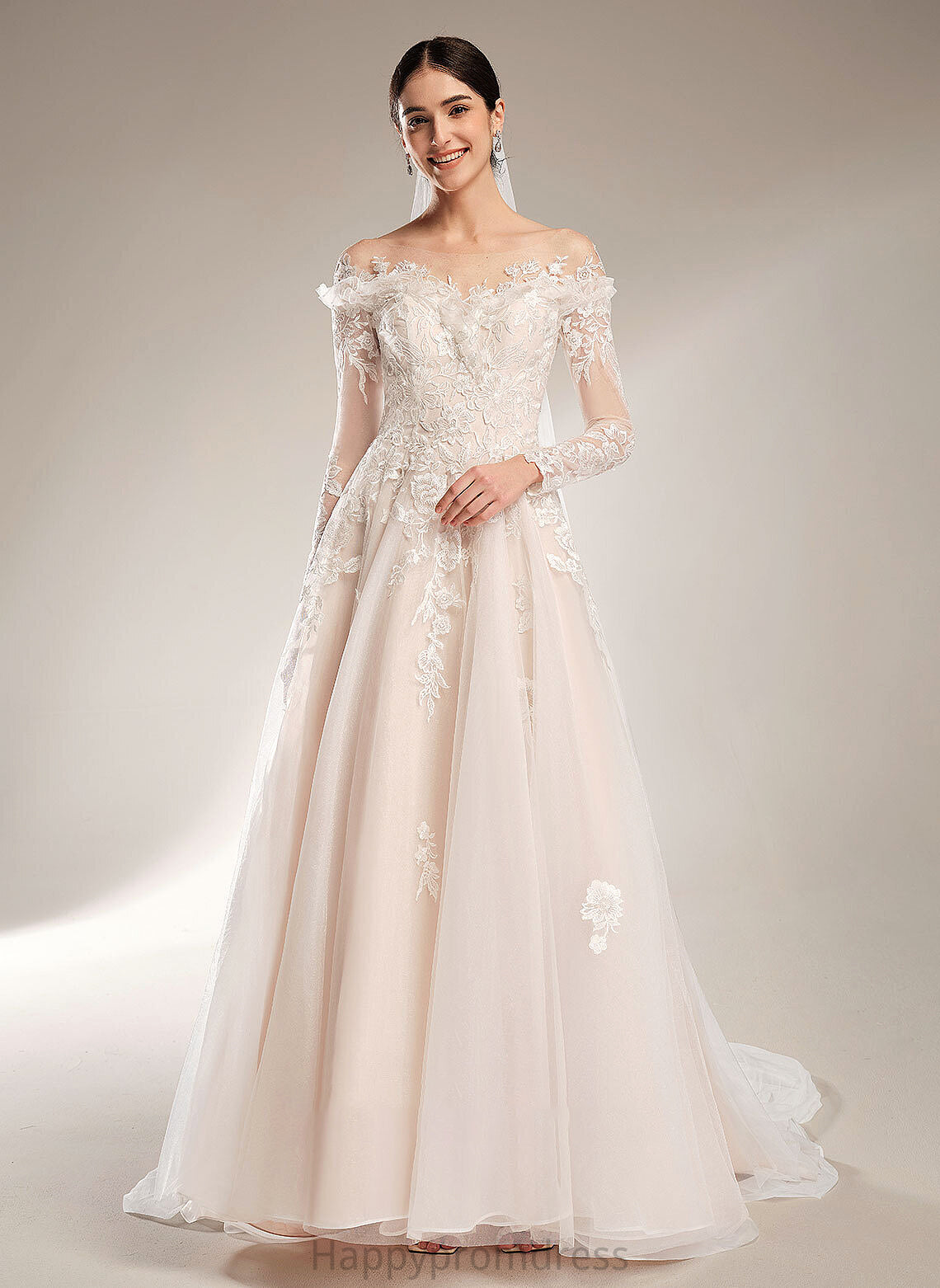 With Court Off-the-Shoulder Train Ball-Gown/Princess Wedding Wedding Dresses Nathaly Dress Sequins