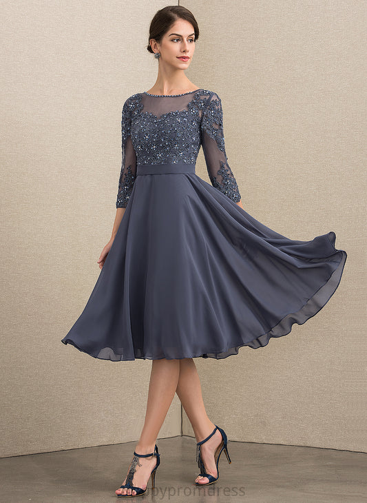 the Bride Beading Knee-Length Scoop Sequins A-Line With of Chiffon Mother Mireya Lace Mother of the Bride Dresses Neck Dress