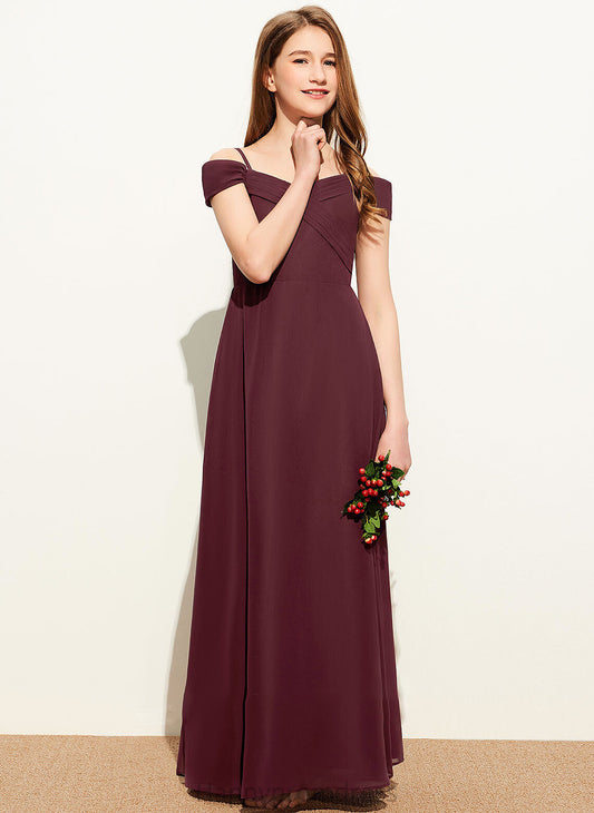 Floor-Length Junior Bridesmaid Dresses Off-the-Shoulder Ruffle With A-Line Charlee Chiffon