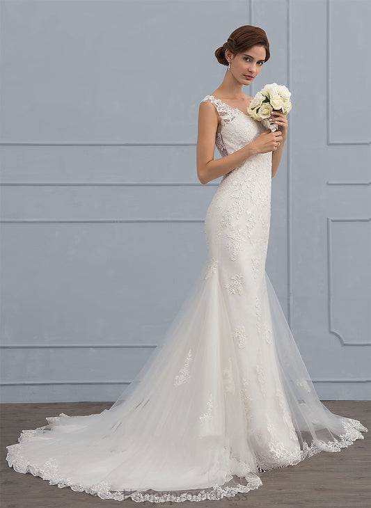 V-neck Court Wedding Wedding Dresses Katharine Trumpet/Mermaid Tulle Dress Train