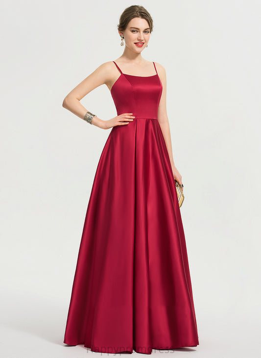 Square Neckline Prom Dresses Satin Heidi Floor-Length A-Line