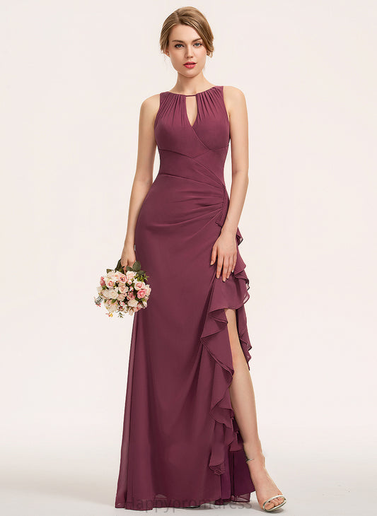 CascadingRuffles Embellishment A-Line ScoopNeck Fabric Floor-Length SplitFront Silhouette Neckline Length Selina Floor Length Bridesmaid Dresses