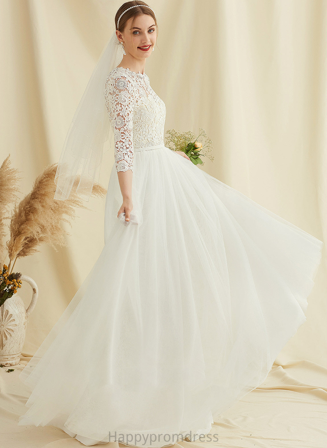 Train Sweep Lace Dress Wedding Brenna A-Line Tulle Wedding Dresses