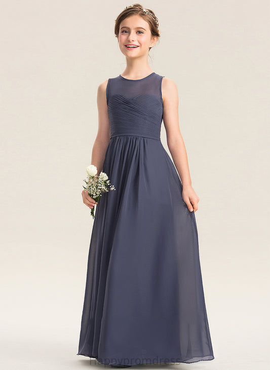 Ruffle Chiffon Marlee With Neck Junior Bridesmaid Dresses Scoop A-Line Floor-Length