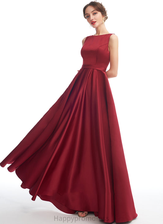 ScoopNeck Silhouette Neckline Satin Straps Fabric Length A-Line Floor-Length Mattie Floor Length Natural Waist Bridesmaid Dresses