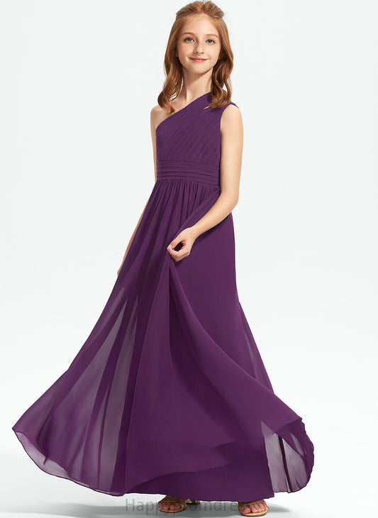 Floor-Length A-Line With Ruffle Junior Bridesmaid Dresses Aleah Chiffon One-Shoulder