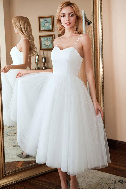 White Tulle Lace Up Short Prom Dresses Bridesmaid Dresses