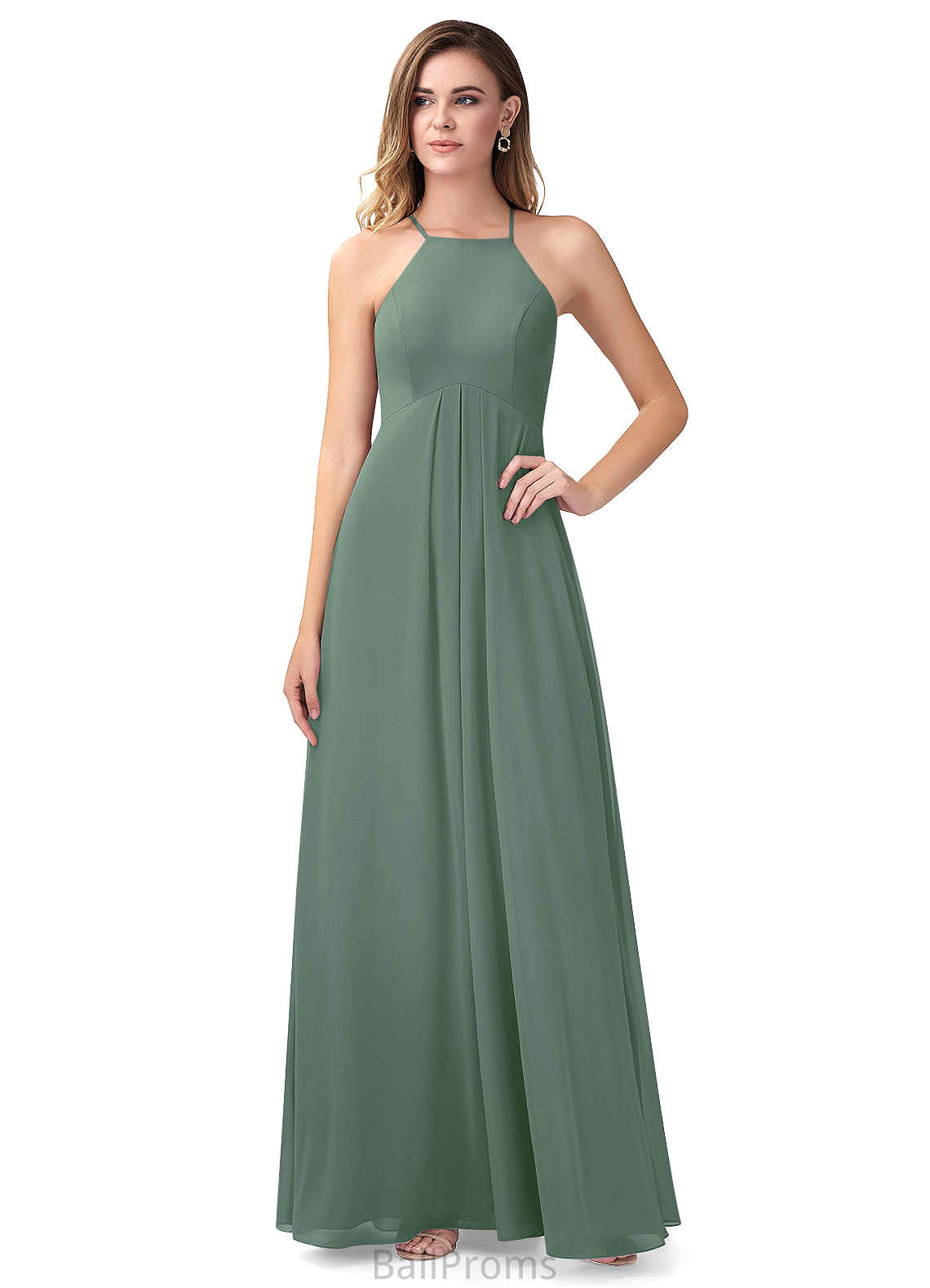 Val One Shoulder Sleeveless Natural Waist Floor Length A-Line/Princess Bridesmaid Dresses