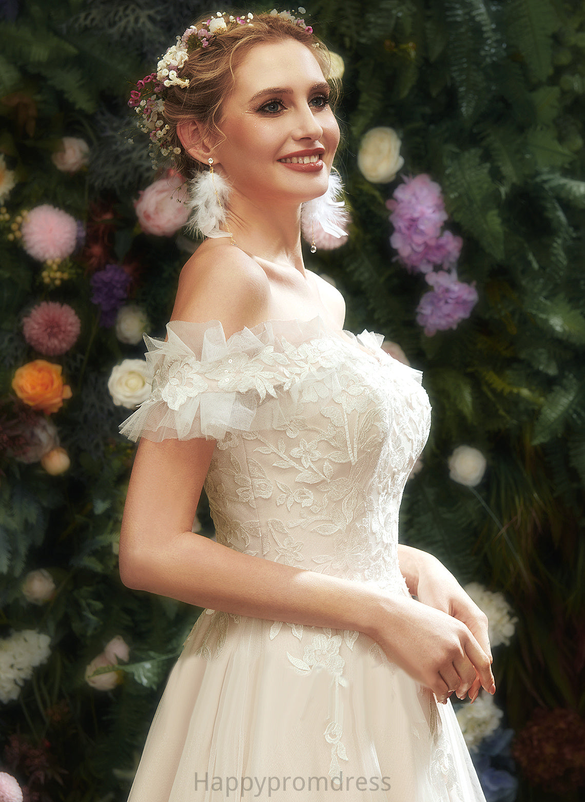 With Sweetheart Wedding Dresses Tulle Sequins Adeline Wedding Floor-Length A-Line Dress Lace