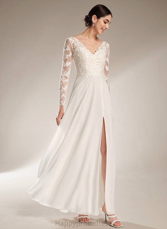 Wedding Dresses Dress Eliza Wedding V-neck A-Line Lace Floor-Length Chiffon