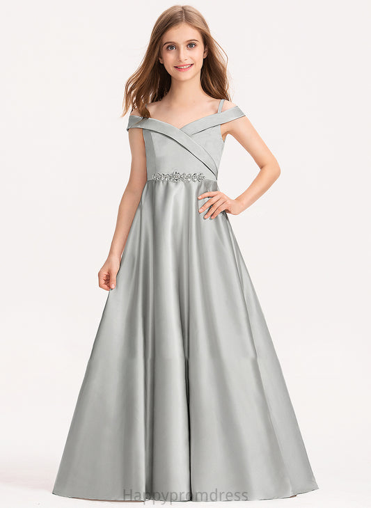 Junior Bridesmaid Dresses Ball-Gown/Princess Off-the-Shoulder Edith Satin Floor-Length